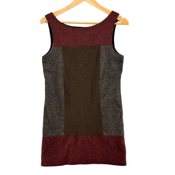Bailey 44 Mini Tank Dress Burgundy Grey Brown Colorblock Wool Silk Blend Size M - Picture 4 of 11